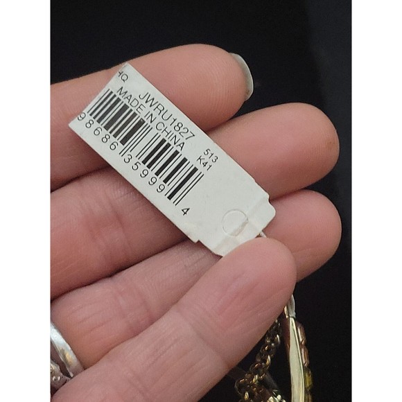 New With Tags Liz Claiborne Rainbow Glass Goldtone Bracelet Square NWT - Picture 6 of 8